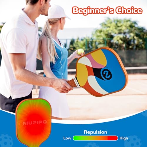 Image of niupipo Pickleball Paddles Set of 2 or 4, USAPA Approved Fiberglass Pickleball Paddle Set with Balls and Bag, Polypropylene Honeycomb Core, Lightweight Pickleball Paddles for Beginners Men Women