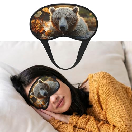 睡眠用アイマスク 通気性 遮光 睡眠マスク クマ 川を渡る 夜 目隠し ソフト 快適 ナイトアイ 睡眠 シェード カバー 男女兼用 ホームナップ用アイカバー