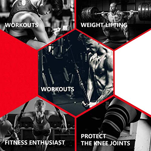 Image of Weight Lifting Knee Wraps Heavy Duty Elastic Compression Support for Squats Gym Power Lifting Olympic Lifting Workout Cross Training and Cross fit - Pack of 1 (Red)