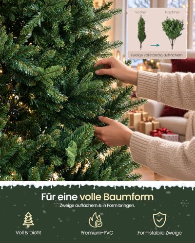 SONGMICS Künstlicher Weihnachtsbaum 180 cm PE PVC Holzständer – Ansicht 2