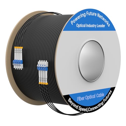 Image of 100M /328FT Outdoor Armored LC to LC Fiber Optic Cable, 4 Core OS2 Single Mode 9 /125μm, Industrial TPU Jacket, OD 5mm, 4 Strands, SMF, Direct Burial, Heavy-Duty LC-LC Patch Cord for Harsh Environments