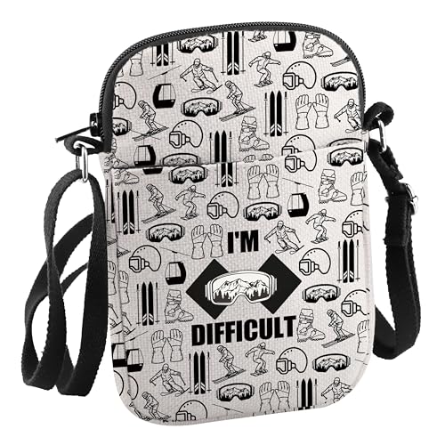 Snow Skiing Gift for Skier I'm Difficult Crossbody Bag Family Ski Trip Gift