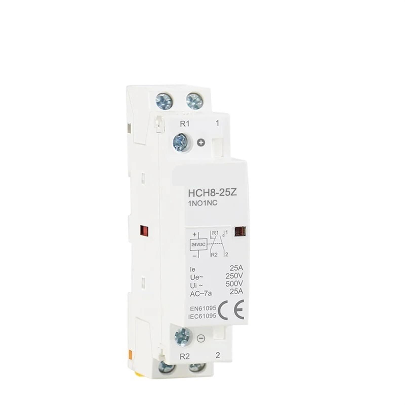 WBBAYDRFR HCH8-25 DC Contactor 2P 25A 2NO 1NO1NC 2NC DC12V DC24V Automatic Householdr Din Rail Type 1Pcs(2P 25A 2NO DC12V)