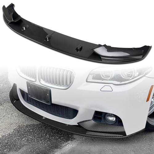 Car Front Splitter Spoiler Fits for 2011-2016 BMW 5-Series F10 520i 535i 550i (Only fit for M Sport Model),ABS Car Front Bumper Chin Lip Spoiler,Carbon Fiber