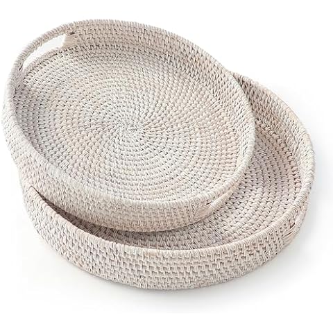 HITOMEN Hand-Woven Rattan Serving Tray Set Cover