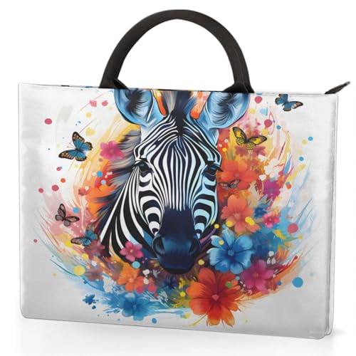 Watercolour Zebras Butterflies Laptop Sleeve with Handle Waterproof Computer Carrying Case3