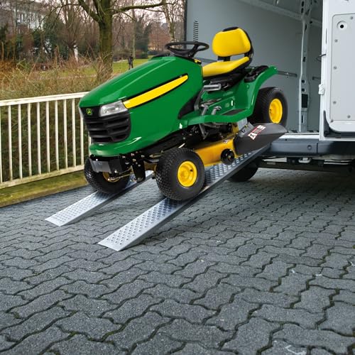UNITEC Auffahrrampe Alu, Auto PKW Laderampe, Anhängerrampe, 2 Stück, besonders rutschsicher, bis zu 200 Kg / Stück Traglast, als Paar 400 Kg