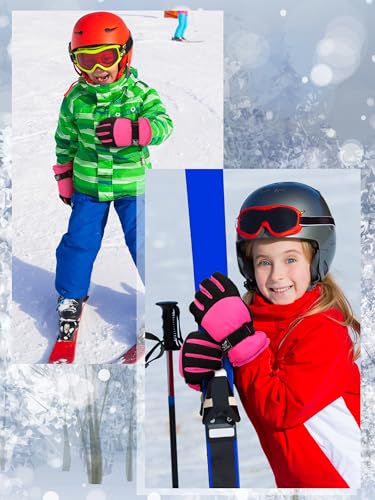 Image of Geyoga Kids Waterproof Winter Snow Ski Gloves for Boy Girl Outdoor Warm Thickening Snowboard Gloves