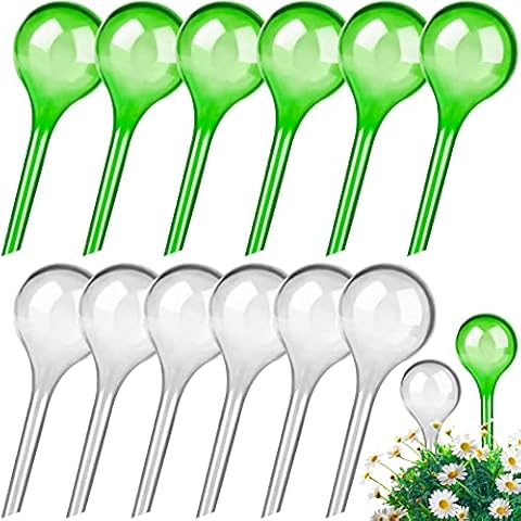 LOCOLO 12-Count Small Watering Globes, Plant Watering Globes Automatic Watering Bulbs Houseplant Plant Pot Bulbs, Garden Watering PVC Self Watering Irrigation Drippers for Garden, 1.96 Inch Diameter Cover