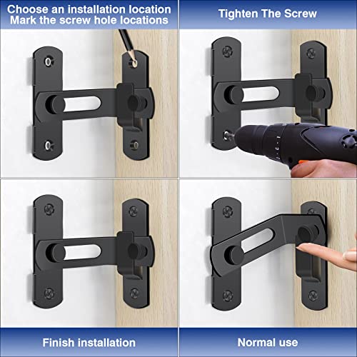 90 Degrees Flip Latch Lock,Brushed Finish Barn Door Latch,1.6'' X 2'' Solid Stainless Steel Safety Gate Latches,Pack Of 2 (Small 90 Degrees Silver) #TOP4