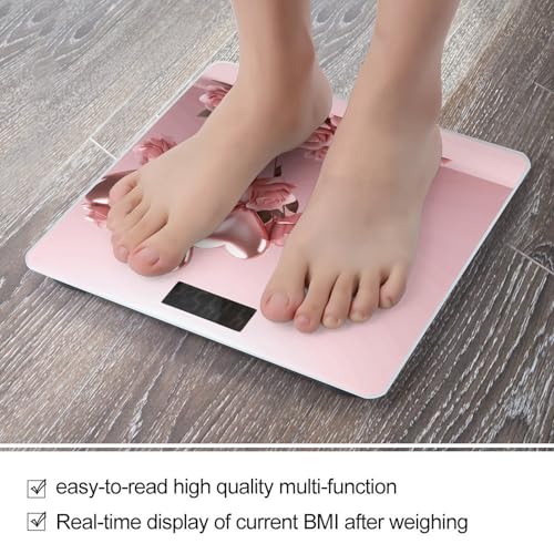 Báscula digital de baño con forma de corazón rosa miniatura 5