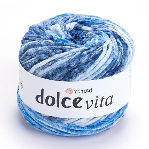 Fil YarnArt Dolce Vita – 100 % polyester micro, fil chenille doux pour tricot et crochet, 150 g, 260 m, épaisseur moyenne, idéal pour les peluches, couvertures et projets confortables (3410)