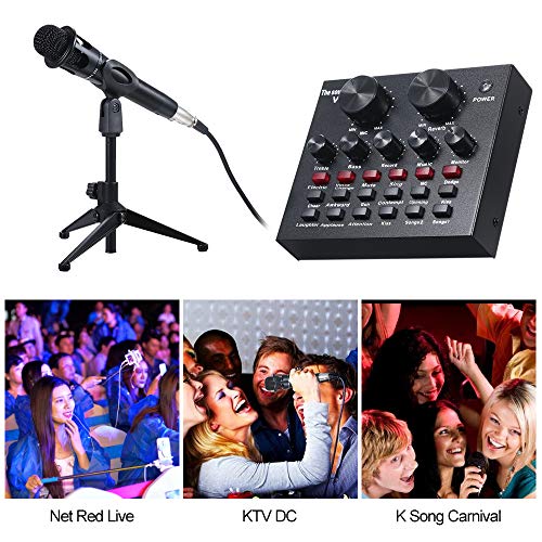 KKmoon V8 Placa de Som Multifuncional, Mixer de Áudio, com Microfone