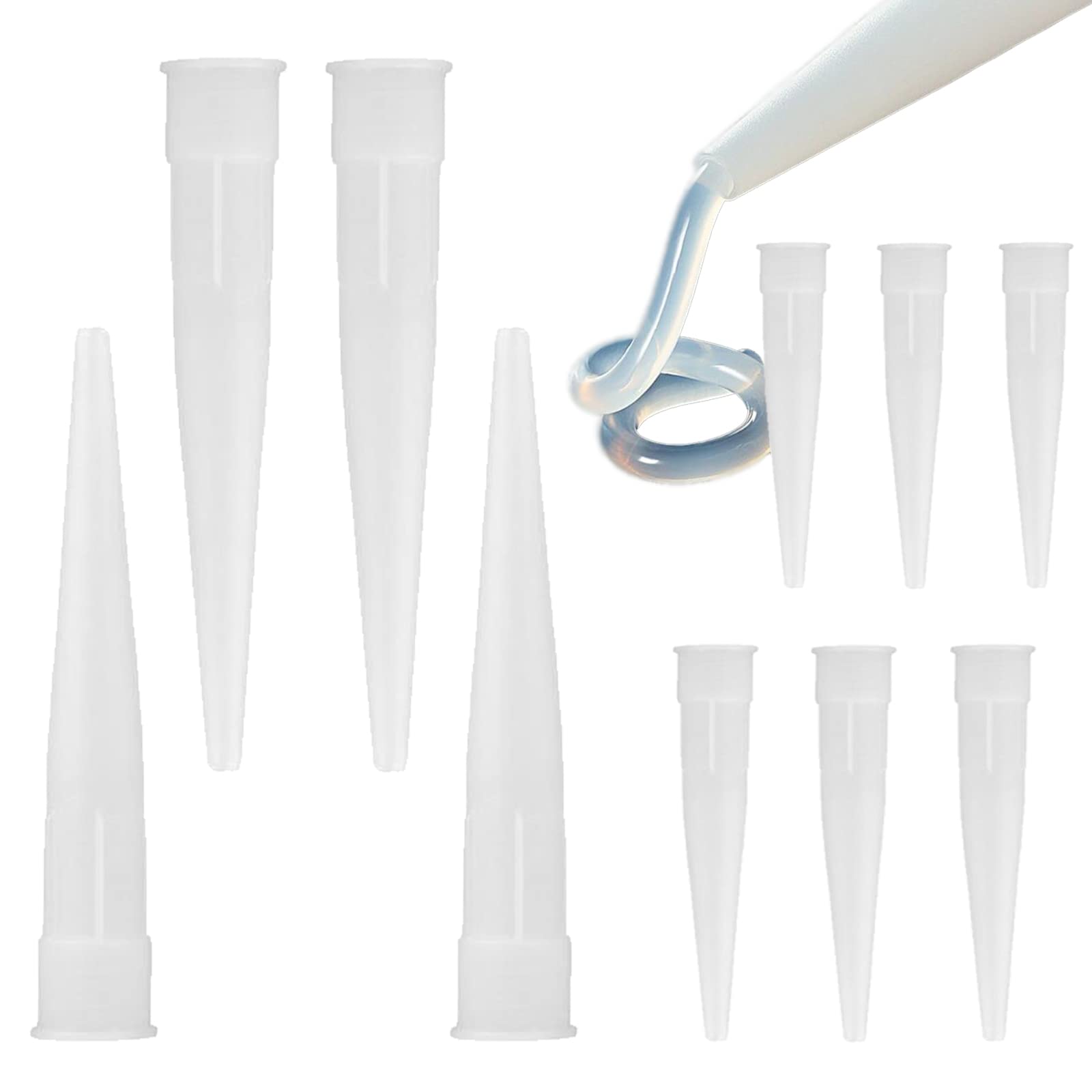 XHBTS 20 Plastic Caulking Gun extender Caulk Nozzle Tip Tool for Sausage Caulking Gun, Caulk Nozzles Applicator, Easy To Use, White