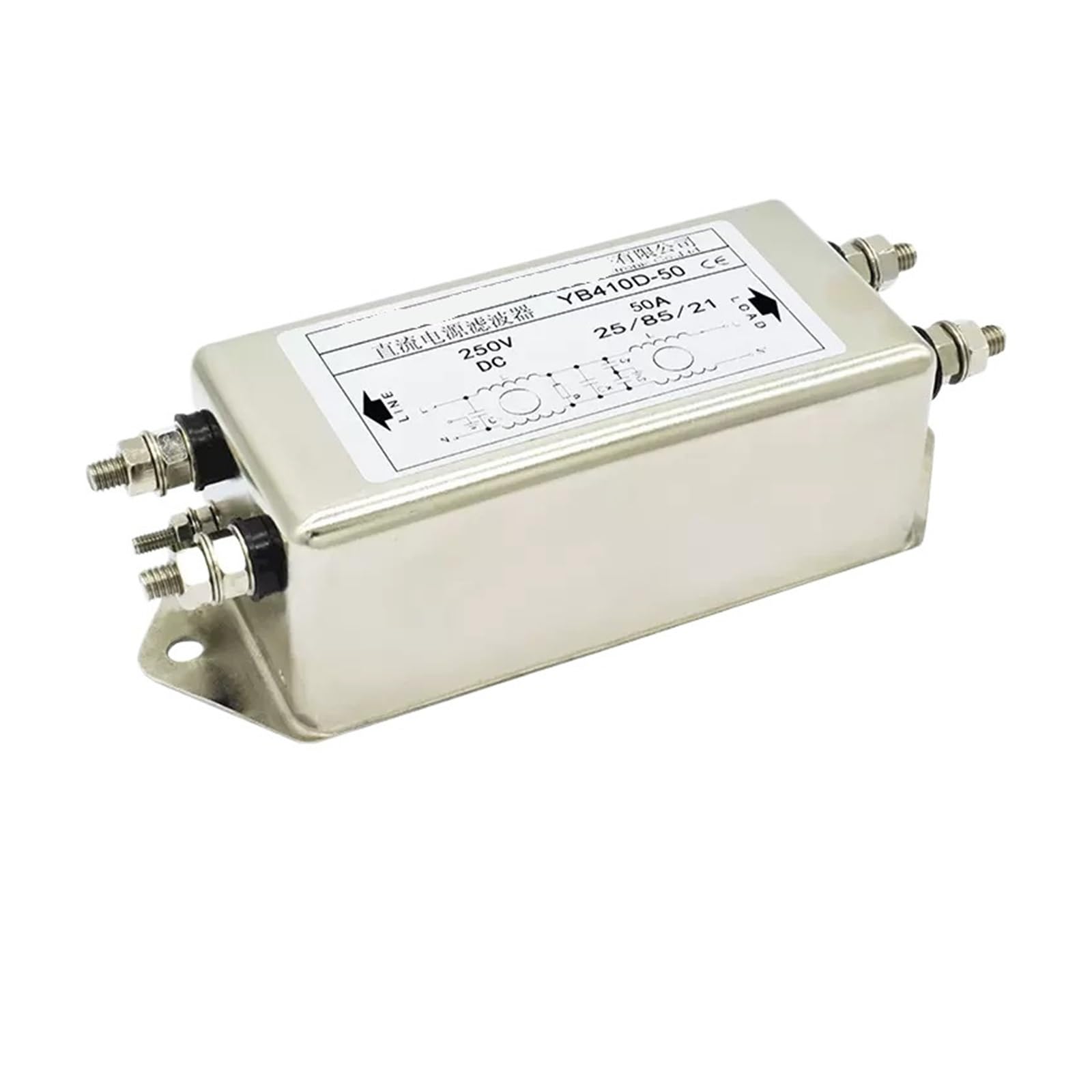 Filtro de alimentación CC 24V 12V YB410D-50A para supresión de ruido eléctrico en líneas de corriente