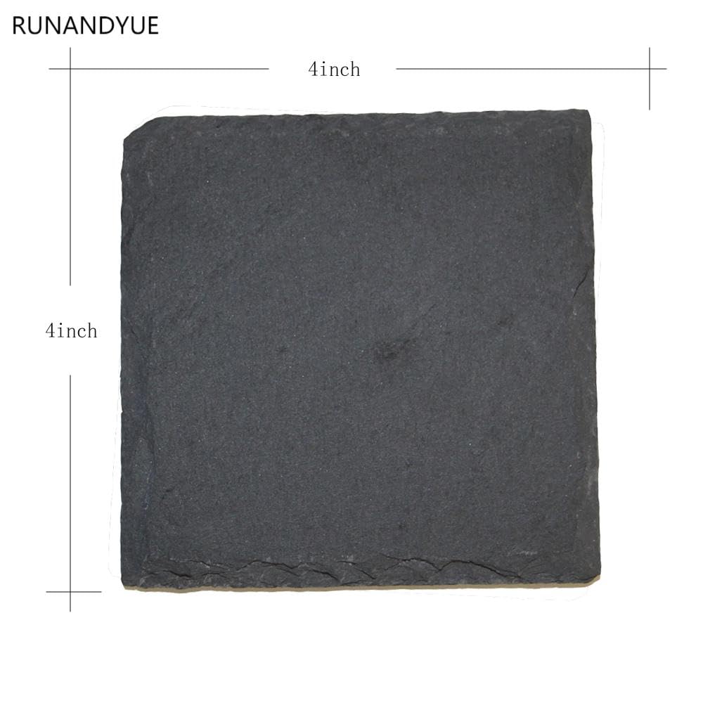 56 posavasos de piedra de pizarra de 4 x 4 pulgadas, posavasos cuadrados a granel hechos a mano para cocina, bar, hogar y apartamento (cuadrado, 56)