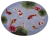 Koi Fish Pond Area Bath Kitchen Hook Rug with Lotus Flowers 30 X 40 Inch