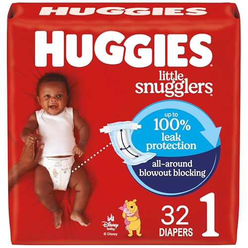 Image of Huggies Size 1 Diapers, Little Snugglers Baby Diapers, Size 1 (8-14 lbs), 32 Count, Packaging May Vary