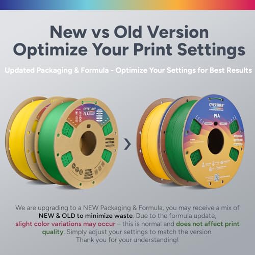 Image of OVERTURE 2KG Bundle High Speed PLA Filament 1.75mm, Neatly Wound 3D Printer Filament 2 Pack 1kg Spool (2.2lbs) Rapid PLA, Fit Most FDM 3D Printers (Green+Yellow)