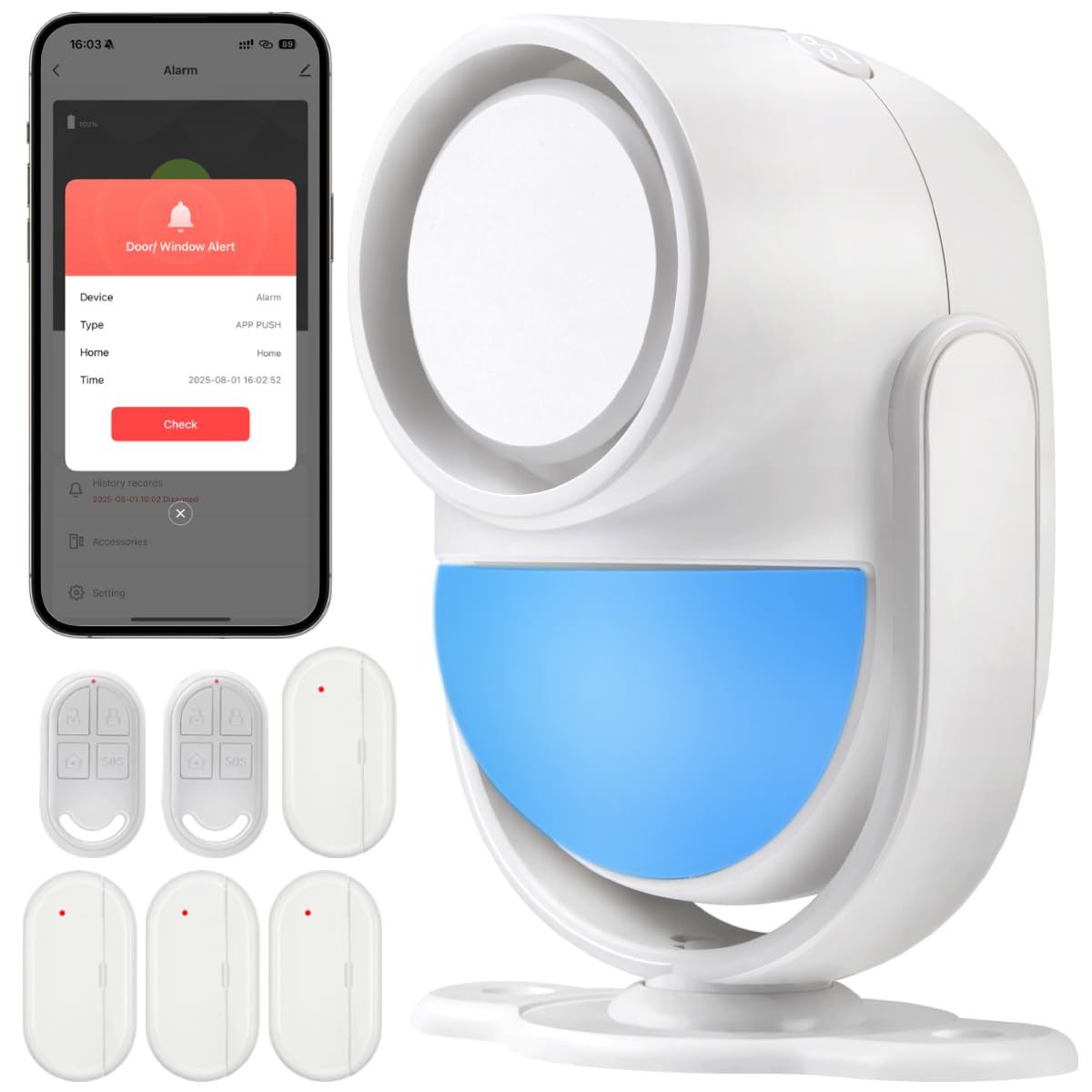 Bewegungsmelder Alarm mit 4 Türsensoren