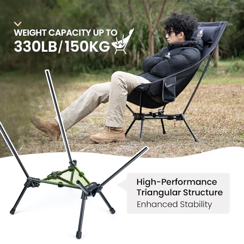 Image of ONETIGRIS Tigerblade High Back Camping Chair with Pillow Design, Comfortable Widened Seat Folding Chair