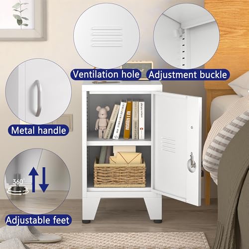 Image of PAOFIN 24.4 inch H Metal Locker Storage Cabinet with 1 Doors, Pantry with Shelves, Storage Cabinet with Adjustable Leveling Foot for Kitchen, Employees, Office, Kids Locker