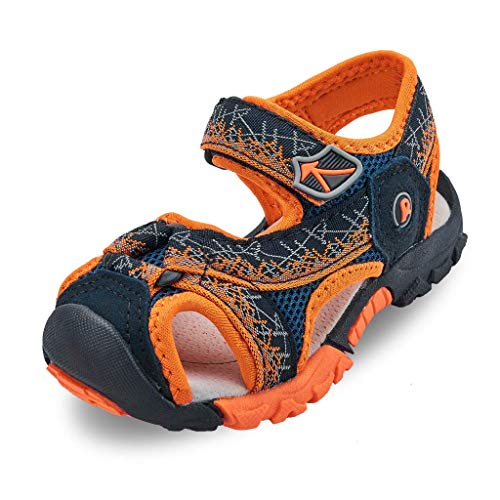 Bwiv Sandali a Strappo Bambino con Solette Foderate di Pelle Sandali da Spiaggia durevoli Ragazzo Arancione 32,5/33 EU