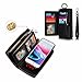 Petocase Compatible iPhone 8 Plus/iPhone 7 Plus Wallet Case, Multi-Function Zipper Purse Detachable Magnetic Back Cover Wristlets 13 Card Slots & 4 Cash Pocket for Apple iPhone 8 Plus/7 Plus, Black