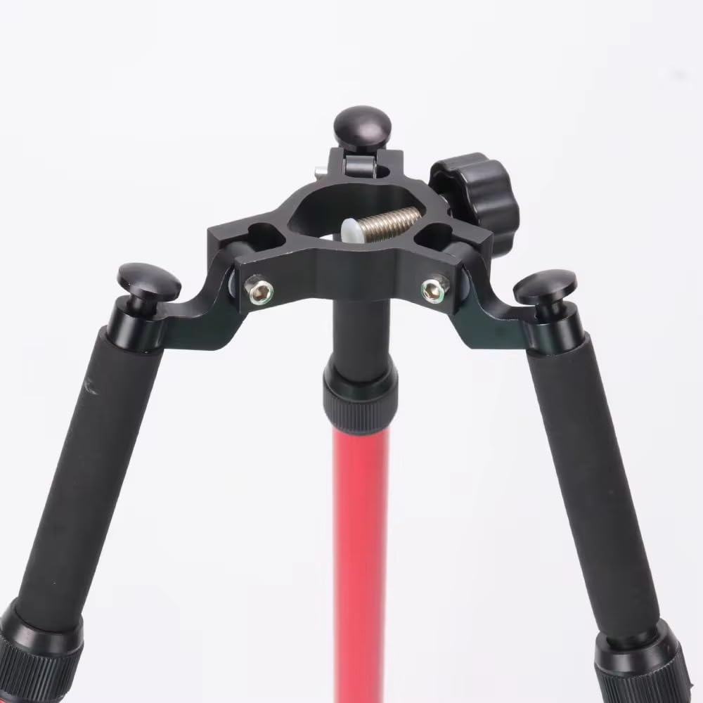 Trípode de liberación de pulgar, trípode profesional de aluminio para postes de prisma y encuesta, compatible con estaciones totales y equipos de encuesta, color rojo