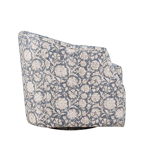 Sillón giratorio tapizado floral azul compacto miniatura 6
