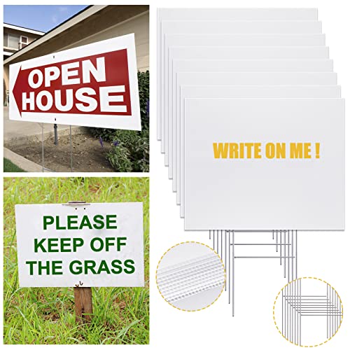 Image of Patelai 20 Pcs 18 x 24 Inches Corrugated Plastic Sheet Corrugated Poster Board 4mm Thick Waterproof Blank Board Sheets Plastic Yard Sign for Garage Estate Sale, Rent, Indoor, Outdoor, Birthday (White)