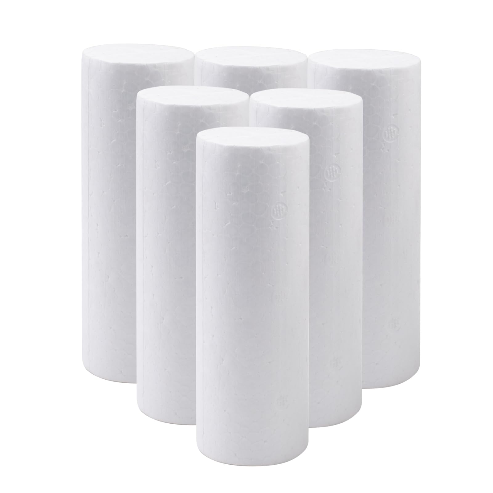 6 PCS Foam Cylinder for Crafts, 2 x 5.9 Inch White Solid Foam Rod for Modeling DIY Crafts and Arts Projects Decorations Carving Painting Floral Arrangements