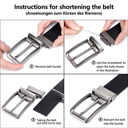 BESTKEE Leren herenriem, herenriem, jeansriem voor mannen, gedraaide gesp, breedte 3,5 cm - Image 5
