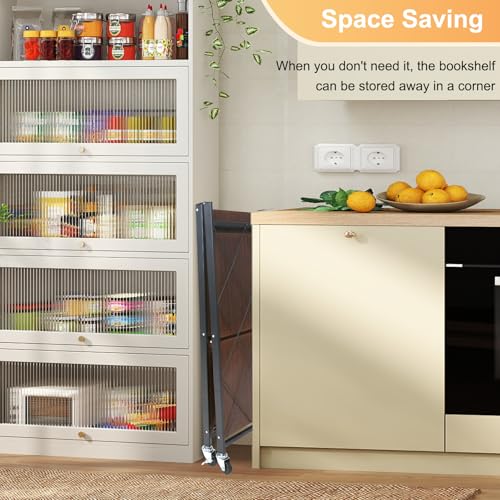 Image of 3 Tier Vintage Multifunctional Folding Shelf with Wheels