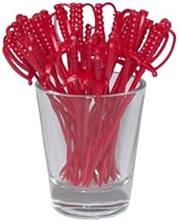 30+ Home Bar Designs With Unique Pirate-Themed Decor 76 Sword Cocktail Picks - Red Plastic Skewers For Garnishes, Appetizers, an...