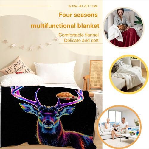 Manta Polar 220 x 240 Ciervo Negro, Mantas para Cama 105 de Franela Cálida y Cómoda para Niños y Adultos, Mantitas para Sofá Reversible para Cubre Sofa Colchas, Fácil de cuidar_A2915