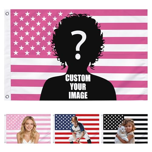 Custom Pink America Flag Personalized US Pink Flags with Your Photo Image Text Single-Sided 2x3 3x5 4x6 5x8 Ft Flag Customized Funny Tapestry Poster For Bedroom Living Rooms Dorm Decorate Gift