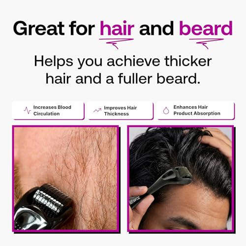 Image of Sifoz Derma Roller For Hair Growth 0.5 mm With 540 Titanium Needles Microneedle Roller For Face, Body, Scalp and Beard | For Women and Men | Reduces Acne Scars | Repairs Damaged Hair, Activates Hair Follicles | Safe & Effective