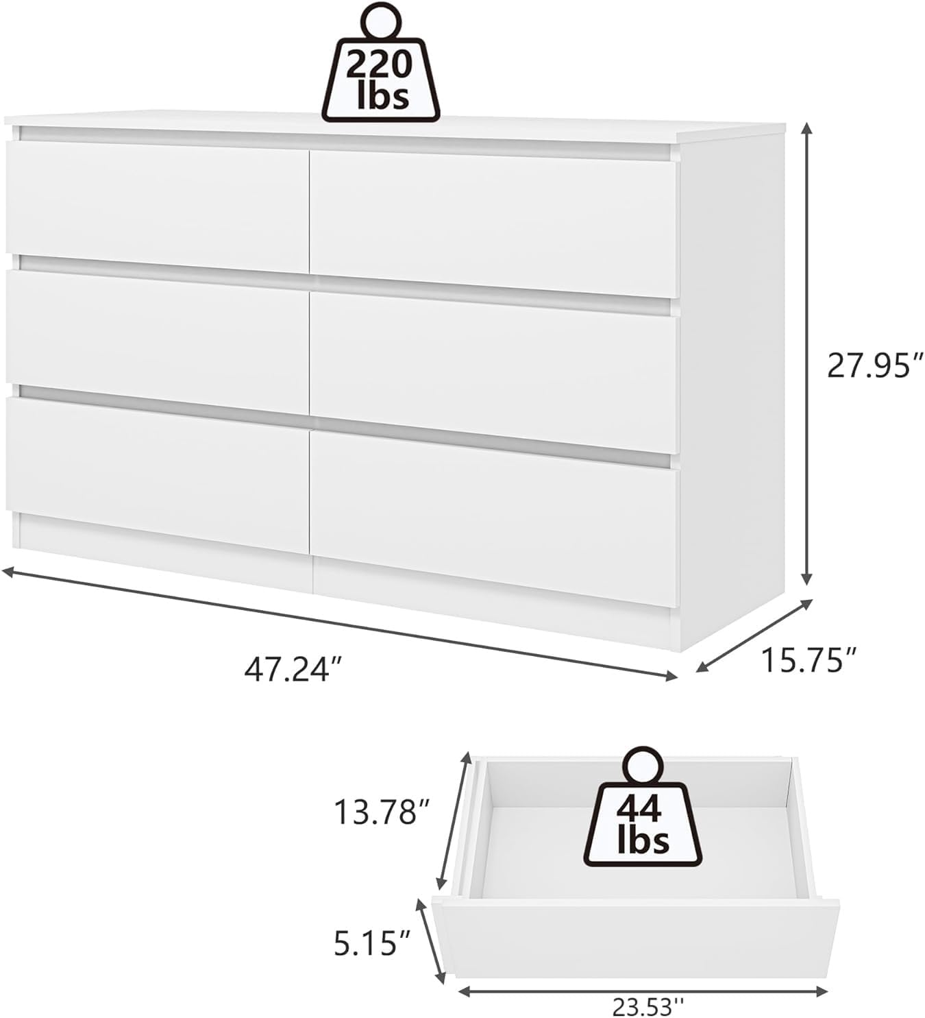 White Nursery Dresser with Soft Close Drawers
