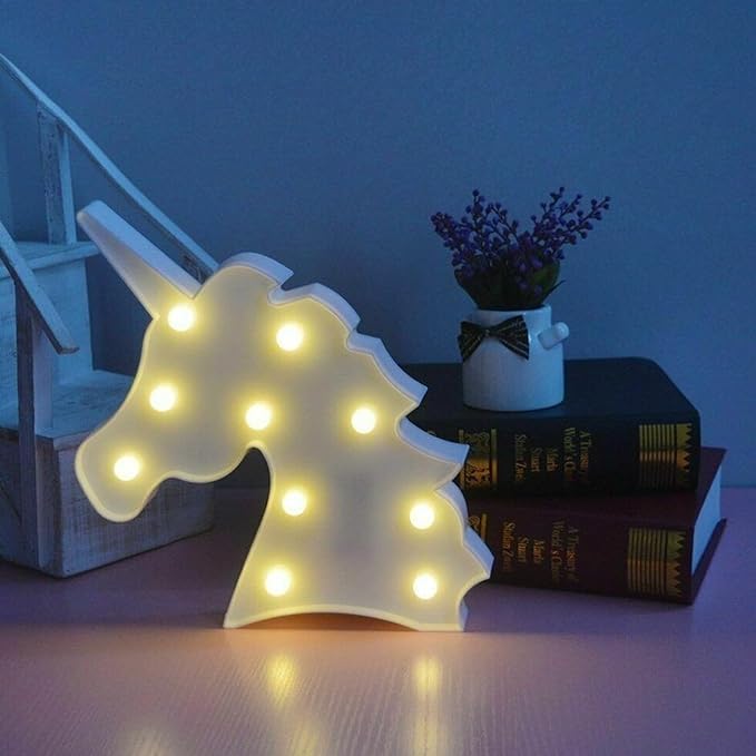 RavSo Battery Operated 3D Shape Unicorn LED Wall Hanging Night Light Decorative Marquee Signs Lights Kids Bedroom, Table, Nursery Lamp for Diwali, Christmas, Party Decoration & Lighting