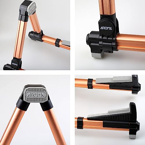 Foldable Guitar Stand, Meeland Universal A-Frame Guitar Stand, Adjustable and Portable Guitar Rest for Acoustic Guitars,Electric Guitars, Bass and Ukulele Ideal for Stage and Home/Rose Gold - Image 3