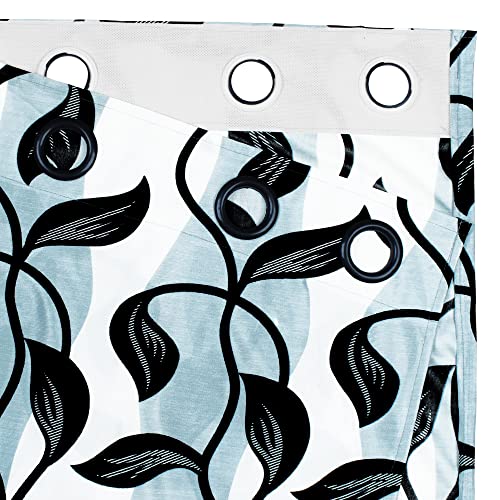 Image of Window Curtains 5 Feet Long Set of 2 | Light Filtering Curtains for Window | Floral Design, Polyester Curtain and Drapes for Living Room | (118 x 152 cm, Black) | Perfect for Home Decor
