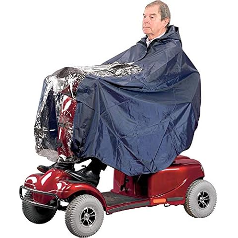 Aids 4 Mobility Universal Fit Hooded Waterproof Poncho for Mobility Scooter Cover Mac Rain Protector Hood Cape Coat Cover