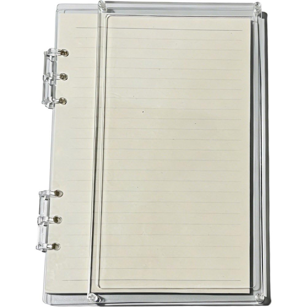 Fituenly 6 Ring Clear Binder Cover, Loose Page Notebook, Acrylic Binder Refillable Binders with Transparent Cover for A5 Books