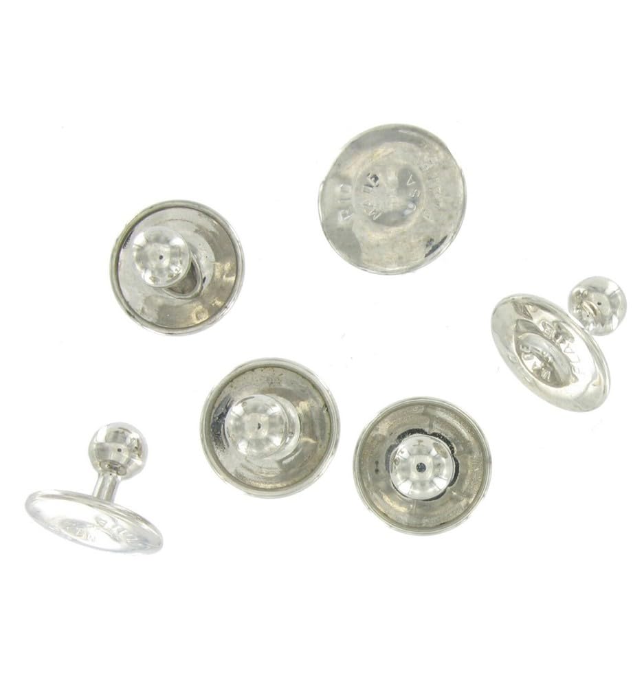 Tuxedo Studs Silver Tone Collar Buttons Shirt Formal Wear Wedding - Set of 6 Fashion Studs Trendy Accessories Stylish Additions