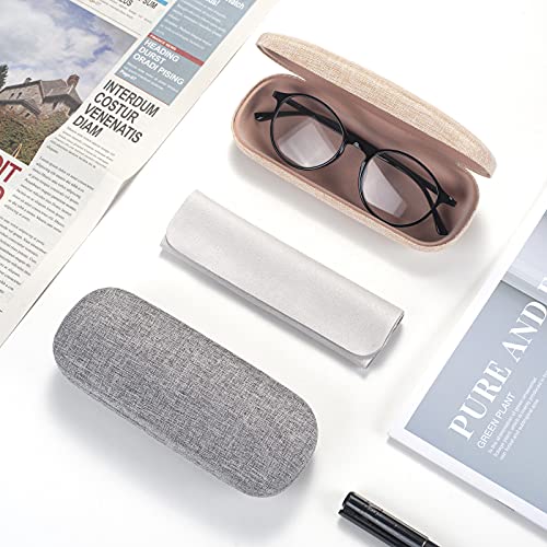 Marvolia Glasses Case Hard Shell Eyeglasses Case Linen Fabrics Protective Case For Sunglasses Eyeglasses With Cleaning Cloth For Men Women - Grey #TOP6