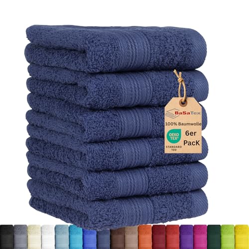 Listado de Toallas de cortesía Top 10. 42 BaSaTex - Juego de 6 Toallas para Invitados - Toallas con Lazo para Colgar de algodón Suave en 30 x 50 cm - Toallas de Invitados para la Limpieza de Manos con Certificado Öko-Tex...