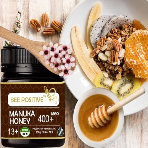 Image of Certified MGO 400+ RAW Manuka Honey | Premium Grade 13+ | 100% Natural Pure Organic New Zealand Honey | Unprocessed & Unpasteurized | Packed in New Zealand by BEE POSITIVE | 250g (250G)