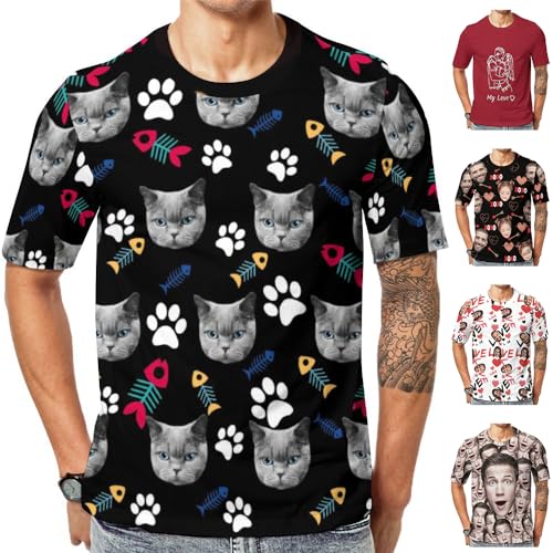 Custom T Shirts Design Your Own Face Personalized Photo Short Sleeve for Men Christmas