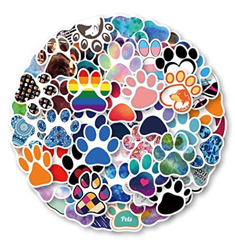 60pcs Claw Print Stickers Pack - Cute Cartoon Animal paw Prints Vinyl Laptop Decal for Water Bottles Luggage Journaling& Classroom Prizes for Kids Teens Adults (Claw Print)